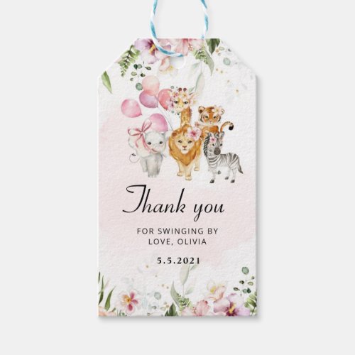 Floral Safari birthday thank you tag