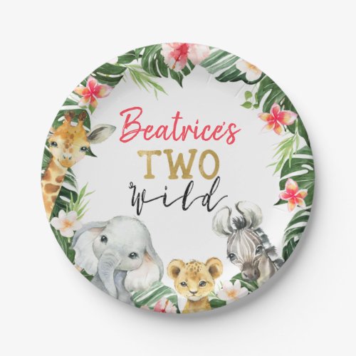 Floral Safari Two Wild Second Birthday Paper Plate