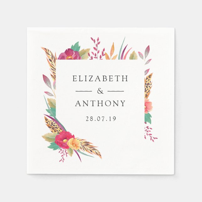 Floral Safari Wedding Napkins (Front)