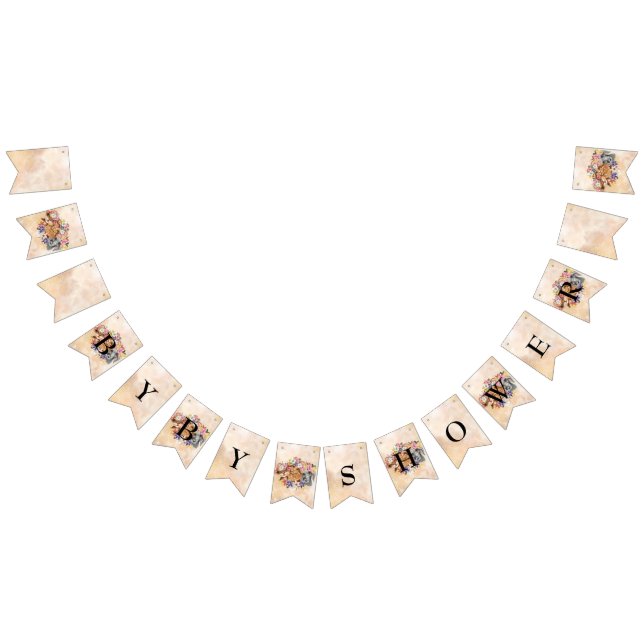 Floral Safari wild one baby shower gold Bunting Flags (All)