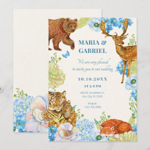 Floral safari woodland nature wedding invitation