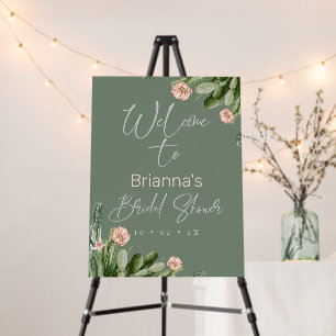 Floral Sage Cactus Bridal Shower Welcome  Foam Board