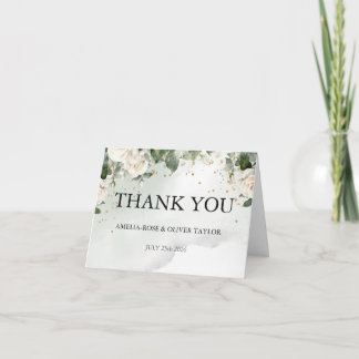 Floral Sage Green Botanical Wedding Thank You Card