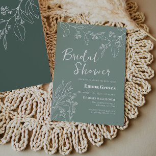 Floral Sage Green Bridal Shower Invitation