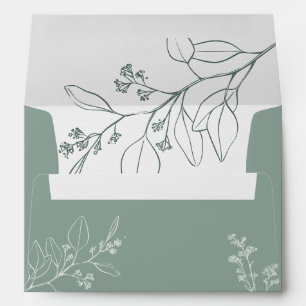 Floral Sage Green Envelope