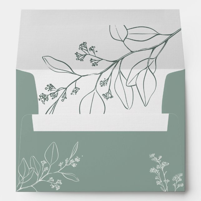  Floral Sage Green Envelope (Back (Bottom))