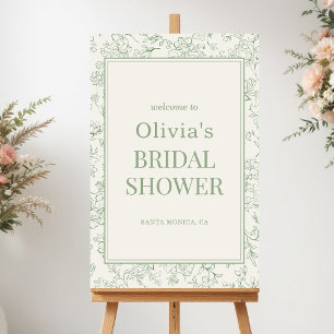 Floral Sage Green Ivory Bridal Shower Welcome Foam Board