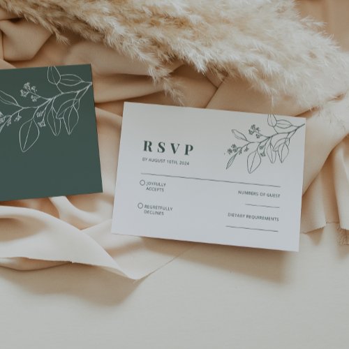 Floral Sage Green RSVP Card