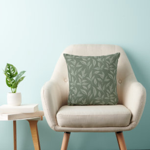 Floral Sage Green Throw Pillow