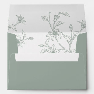 Floral Sage Green Wedding Envelope