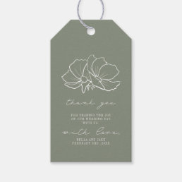 Floral Sage Green Wedding Thank You Gift Tags