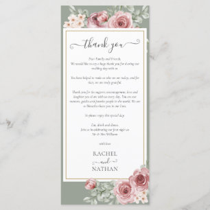 Floral Sage Green Wedding Thank You Place Card