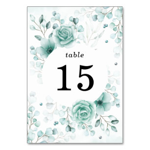 Floral sage greens Wedding Table Number