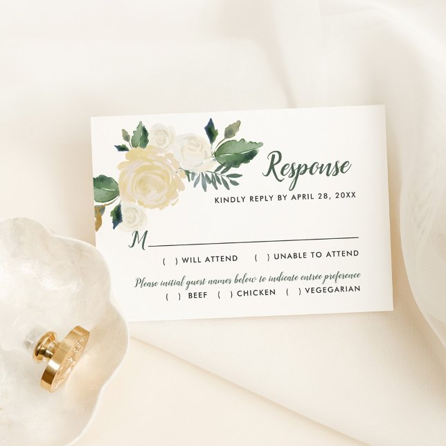 Floral Sage Guest Reply With Entree RSVP Card (Creator Uploaded)