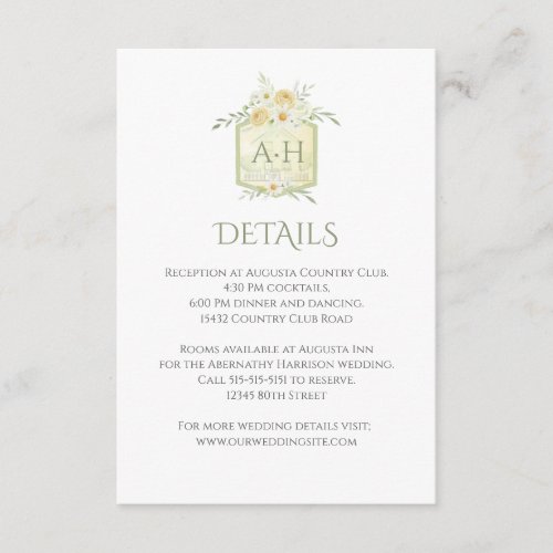 Floral Sage Watercolor Monogram Crest Details