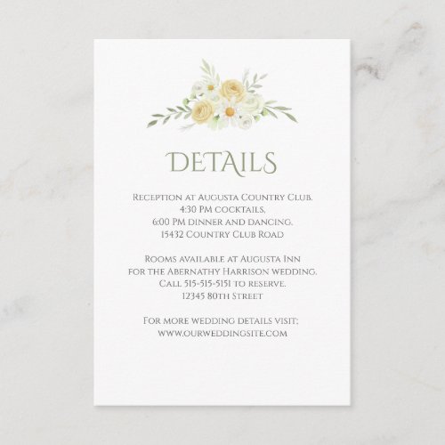 Floral Sage Watercolor Wedding Details