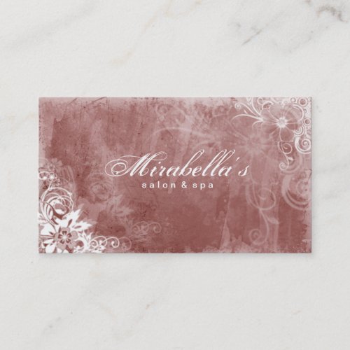 Floral Salon Spa Business Card Grunge Brown W