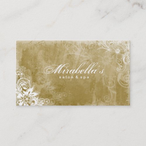 Floral Salon Spa Business Card Grunge Gold W