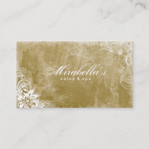 Customizable Floral Salon Spa Business Card Grunge Gold W