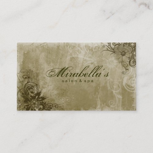 Floral Salon Spa Business Card Grunge Green