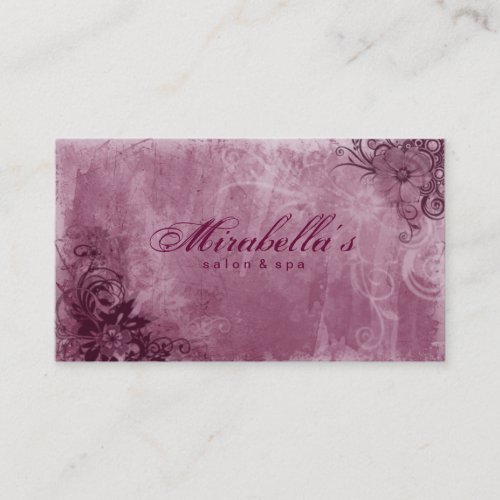 Floral Salon Spa Business Card Grunge Pink