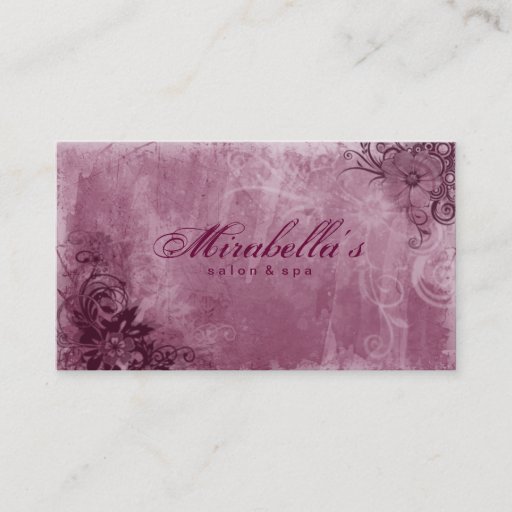 Customizable Floral Salon Spa Business Card Grunge Pink
