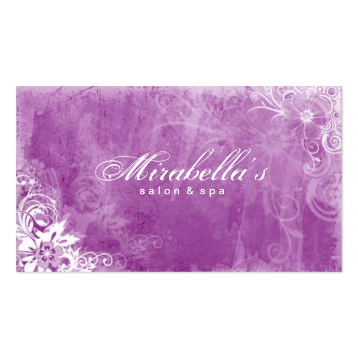 Floral Salon Spa Business Card Grunge Violet W