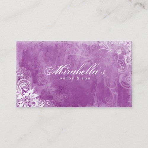 Floral Salon Spa Business Card Grunge Violet W