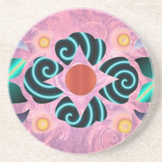Floral Sandstone Coaster (Front)