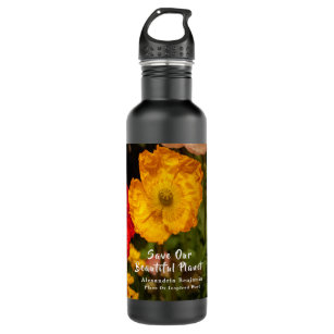 Floral Save Our Planet Flowers Nature Personalize Stainless Steel Water Bottle
