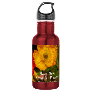 Floral Save Our Planet Flowers Nature Personalize Stainless Steel Water Bottle