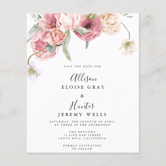 Floral Save the Date | Annabeth | Post Card (Front)