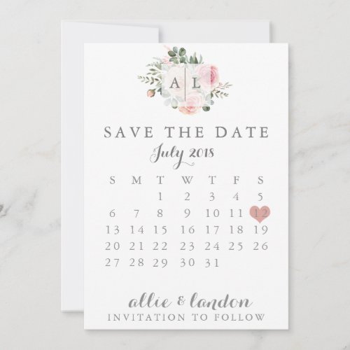 Floral Save The Date Calendar