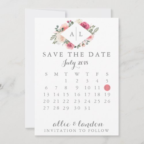 Floral Save The Date Calendar