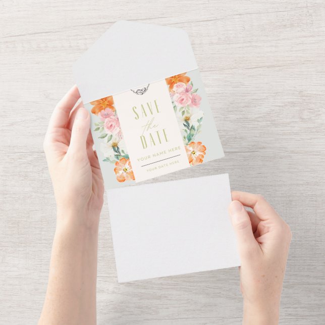 Floral Save the Date Card (Tearaway)