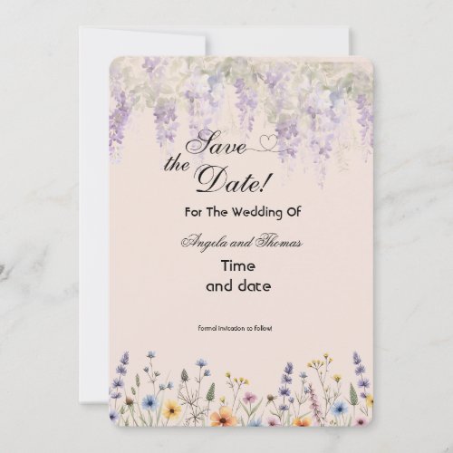 floral save the date card