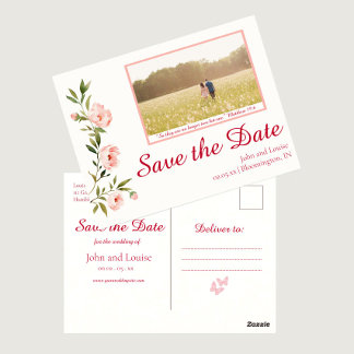 Floral Save the Date Christian Wedding Postcard
