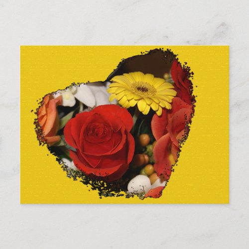 Floral Save the Date Heart Shaped Bouquet Postcard