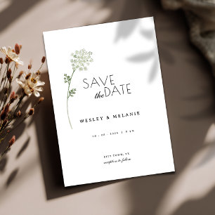 Floral Save the Date Minimal Wedding Invitation