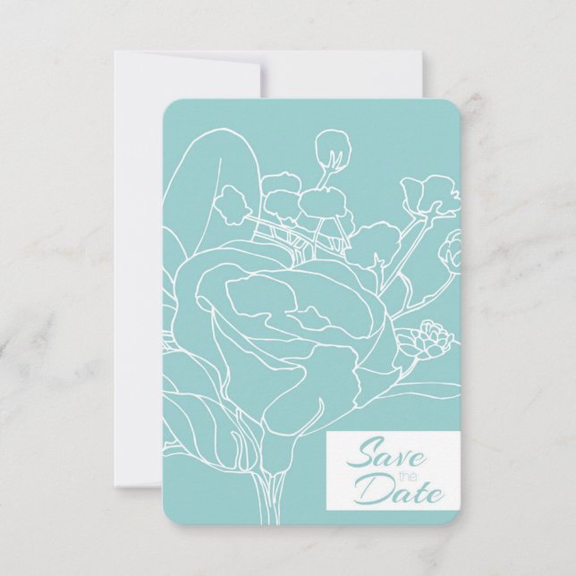 Floral Save the Date (Ocean Green) Invitation (Front)