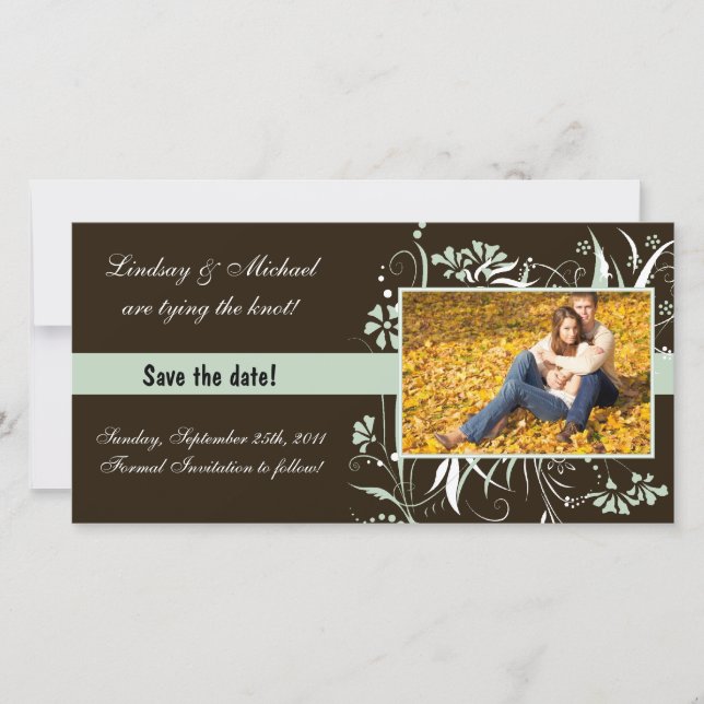 Floral Save the Date Wedding - Green (Front)
