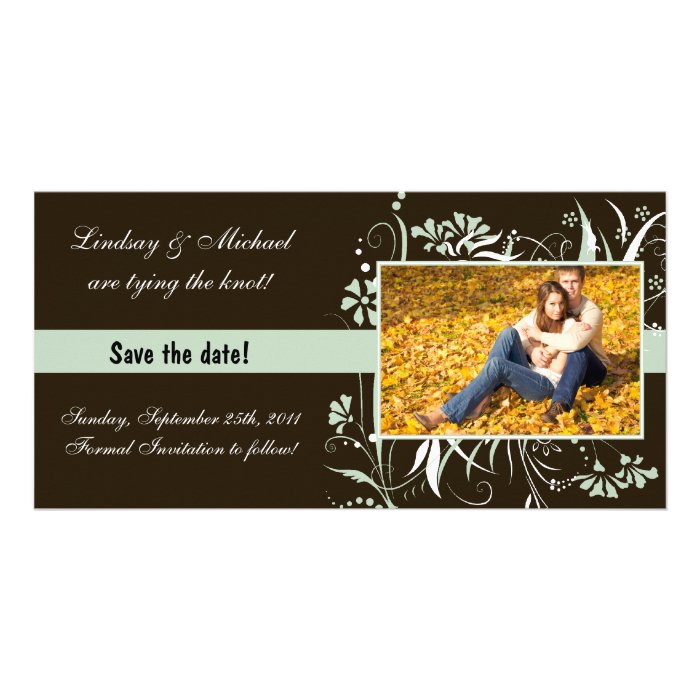 Floral Save the Date Wedding   Green Picture Card