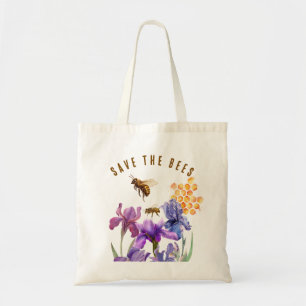 Floral Savethe bees Tote Bag