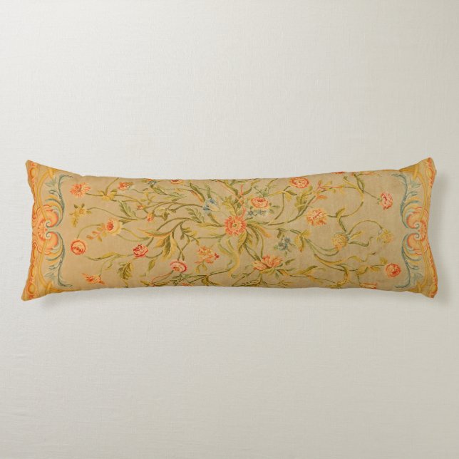 Floral Savonnerie Rose Tulip Greenery  Body Pillow (Front)