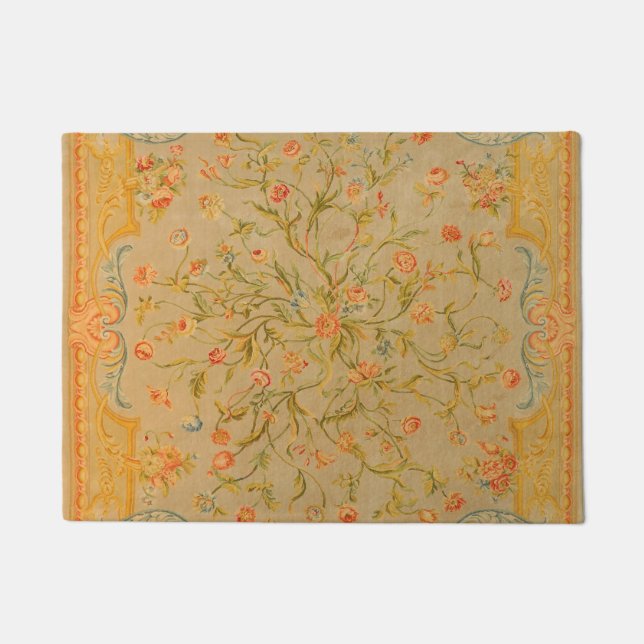 Floral Savonnerie Rose Tulip Greenery  Doormat (Front)