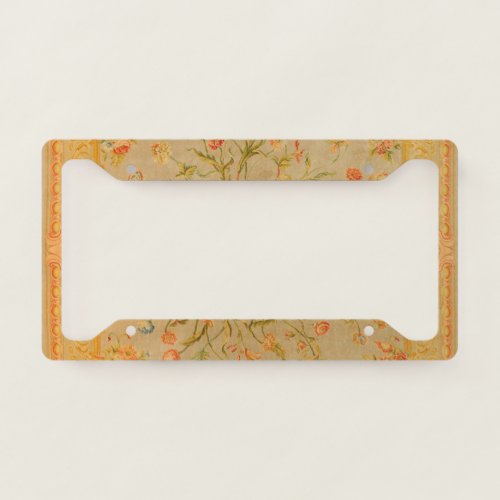 Floral Savonnerie Rose Tulip Greenery  License Plate Frame