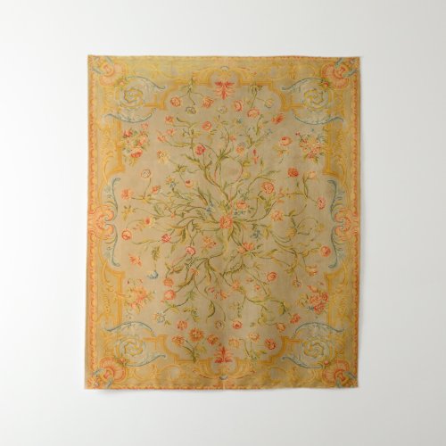 Floral Savonnerie Rose Tulip Greenery  Tapestry