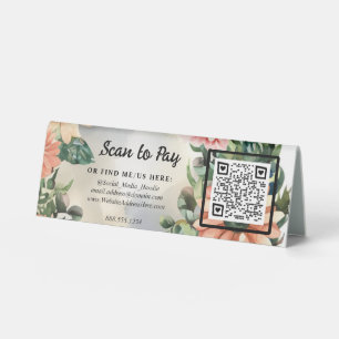 Floral Scan To Pay Pop-Up Market Vendor QR code Table Tent