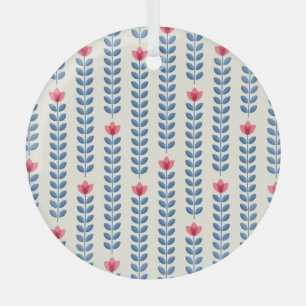 Floral Scandinavian Geometric Retro Wallpaper Glass Ornament
