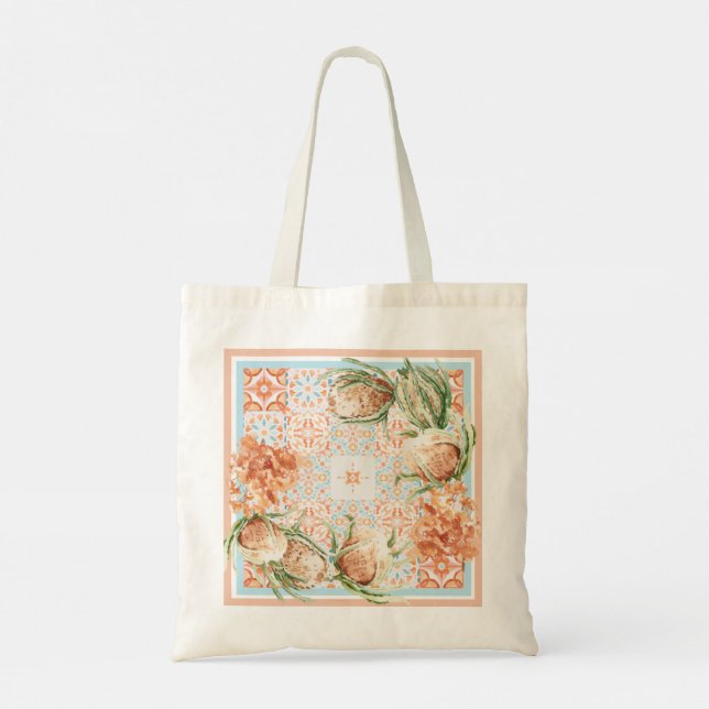 Floral scarf design tote bag (Back)